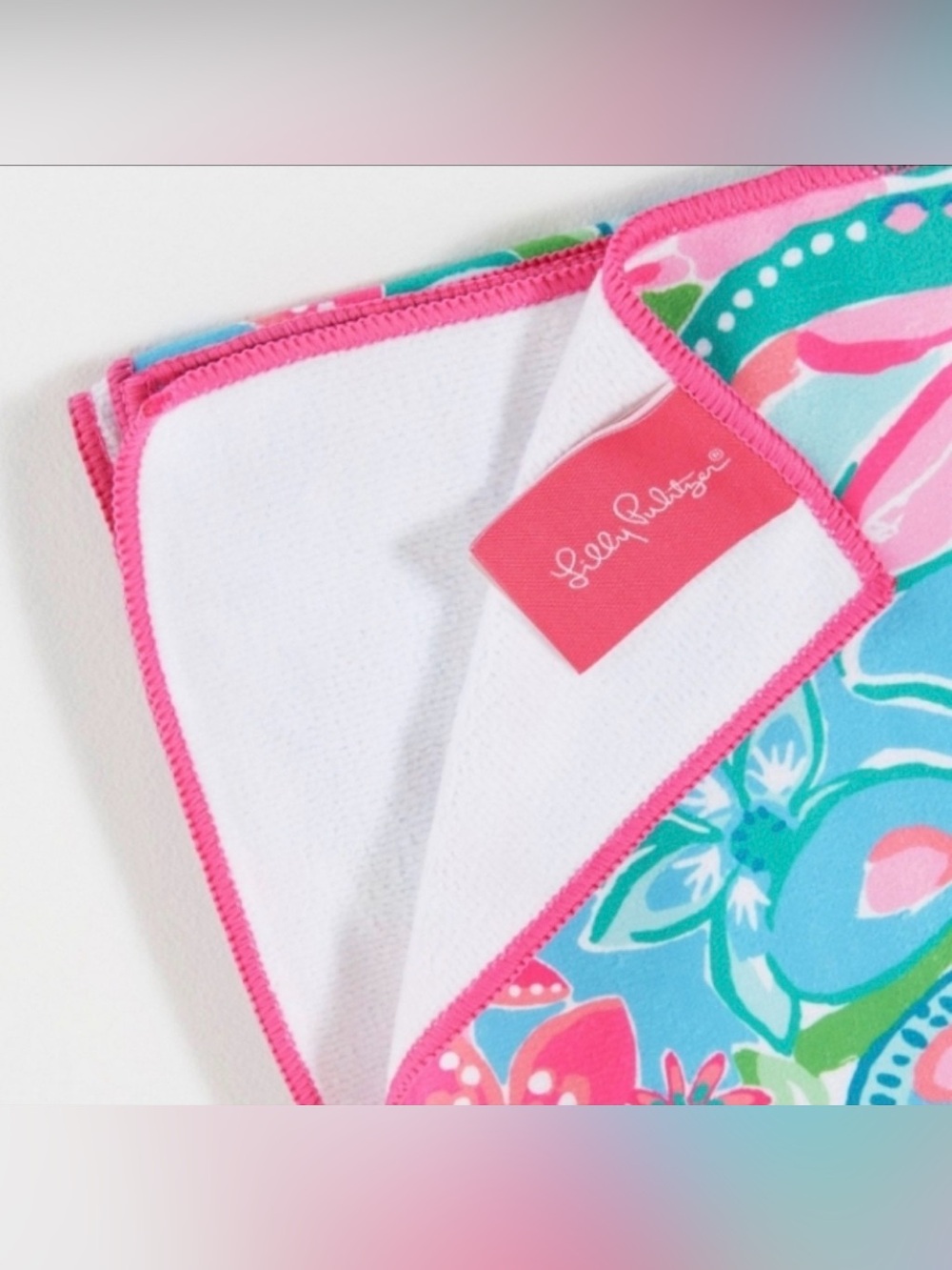 Lilly Pulitzer Oversized Beach Towel 40x72 Pool Lounge Resort Tropical Pink Aqua - Picture 3 of 7